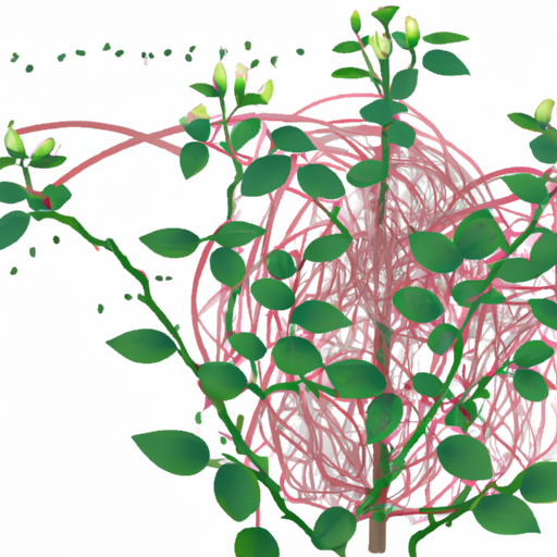 An image depicting a healthy rose bush with stents, surrounded by Eriophyid mites, showcasing their role in disease spread