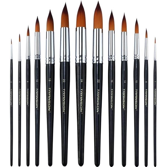 Transon 13pcs Synthetic Round Paint Brush Set