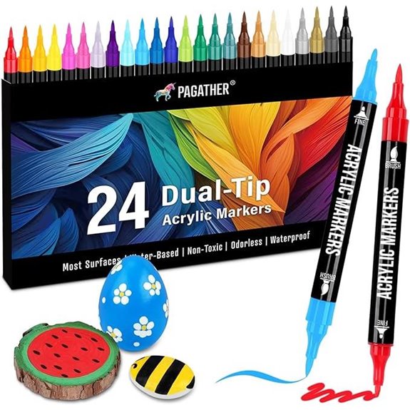 Pagather 24 Colors Dual-Tip Acrylic Paint Markers