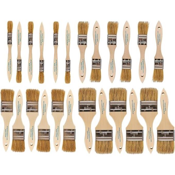 Pro Grade Natural China Bristle Paint Brush Set (24 Pack)
