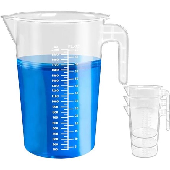 Aemygo 4-Pack 2-Liter Plastic Measuring Cups for Paint Resin Baking
