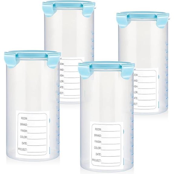 50 oz Plastic Paint Storage Containers with Lids (4-Pack 1500ml)
