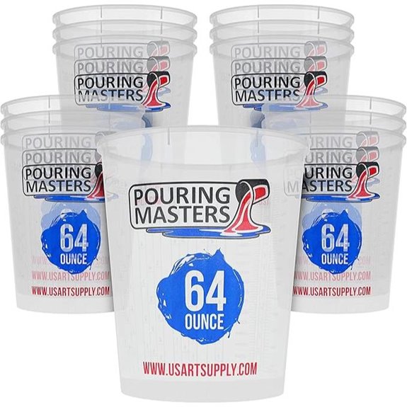 Pouring Masters 64oz Plastic Mixing Cups (12-Pack) for Epoxy Resin & Art