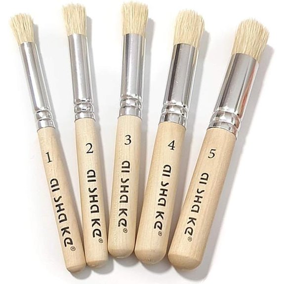 Auhoahsil Stencil Brushes Set 5 Pcs Natural Bristle