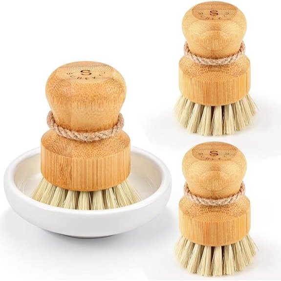 Bamboo Dish Scrub Brushes Set of 3