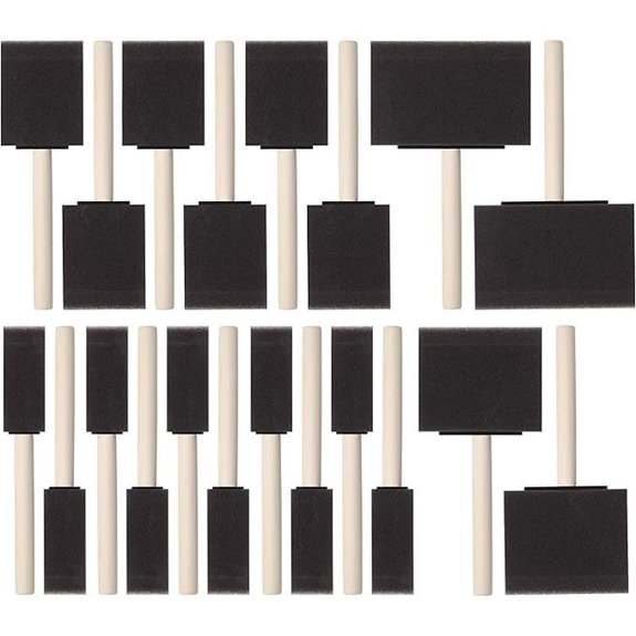 Bates Foam Paint Brushes 20 Pack Wooden Handle
