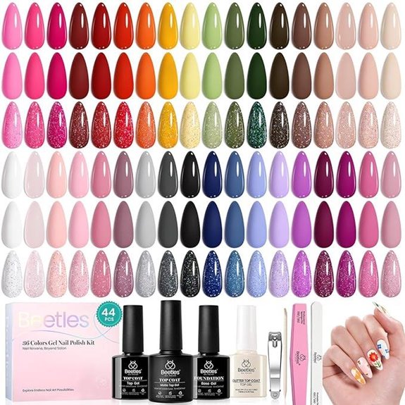 Beetles 36-Color Gel Nail Polish Kit with Base & Top Coat