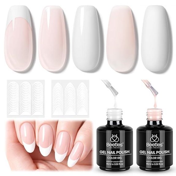 Beetles French Tip Gel Polish Set with Nail Art Stickers
