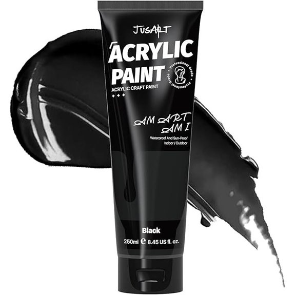 JusArt Black Acrylic Paint 250ml for Artists
