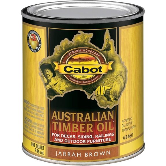 Cabot Australian Timber Oil Wood Stain and Protector Jarrah Brown 1 Quart