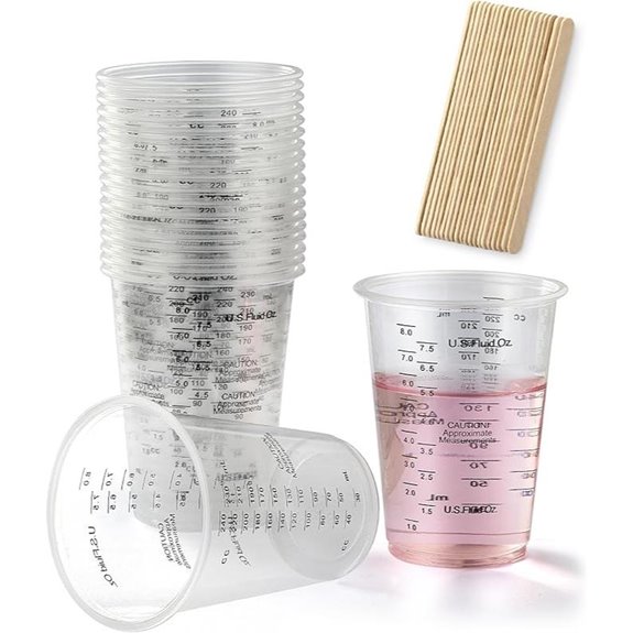 20 Piece 8oz Plastic Measuring Cups with Wooden Sticks