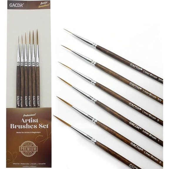 GACDR 6 Pcs Extra Long Fine Tip Paint Brush Set