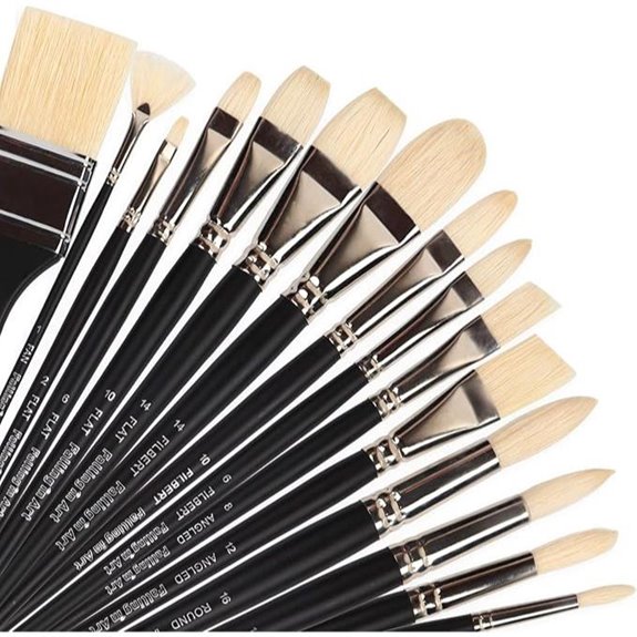 Falling in Art Natural Hog Bristle Paint Brush Set (15PCS)