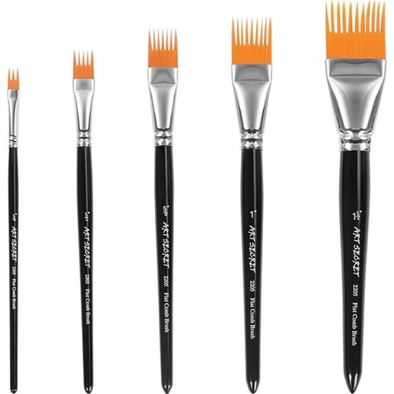 5Pcs Flat Comb Chisel Tip Paint Brush Set