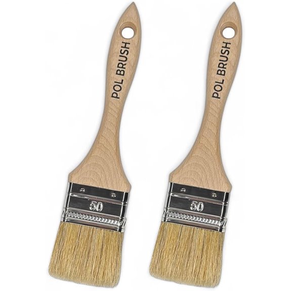 Set of 2 Flat Paint Brushes Natural Bristles