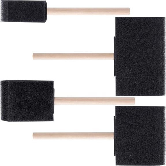 4 Pcs Foam Paint Brushes with Wood Handles (4 Sizes)
