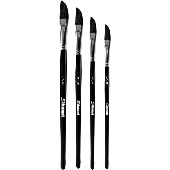 Sdanart 4PCS Dagger Striper Brush Set for Watercolor Acrylic Oil Gouache