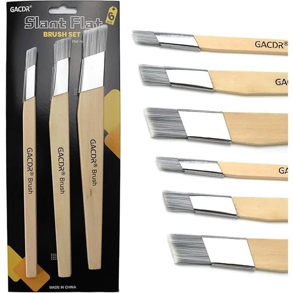 GACDR Slant Lining Fitch Paint Brushes 6-Pack Three Sizes