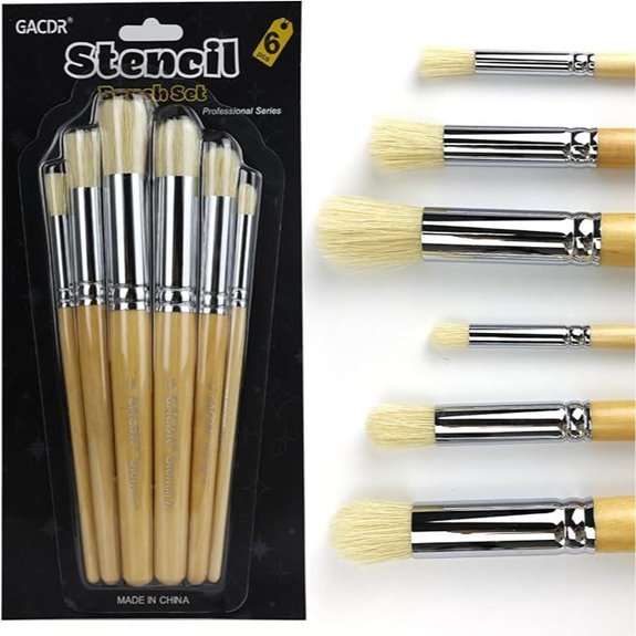 GACDR Wooden Stencil Brush Set 6 Pieces