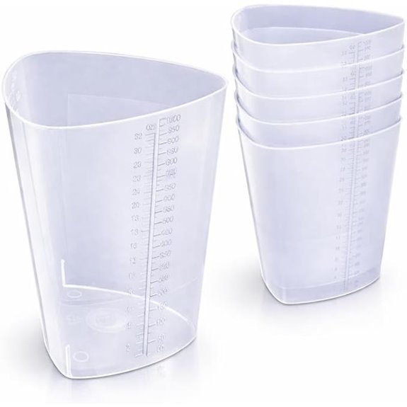 Vakly Plastic Graduated Triangular Intake Output Container (5 Pack 32 oz)