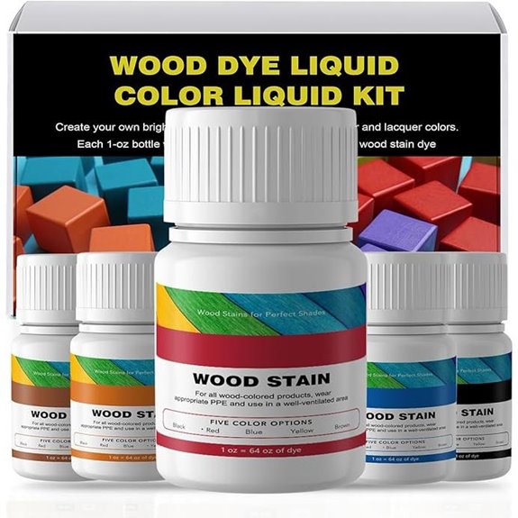 Wood Stain Dye Kit for Indoor & Outdoor Furniture (5 Colors)
