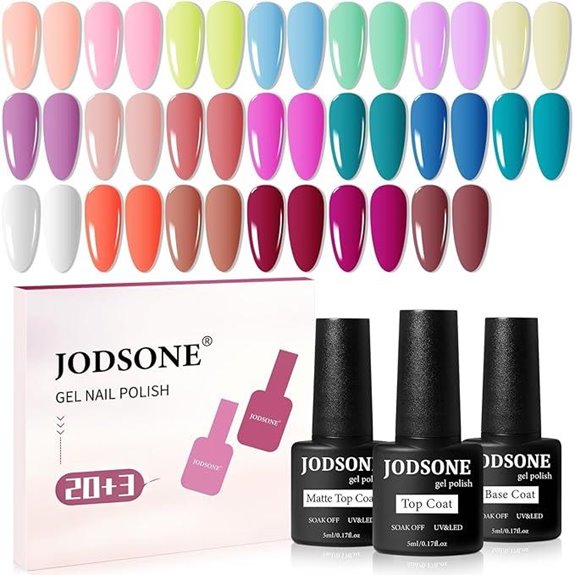 JODSONE 20 Color Gel Nail Polish Kit with Base and Top Coats