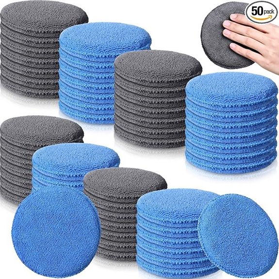 FillTouch 50 Pcs Microfiber Wax Applicator Pads for Car Polishing