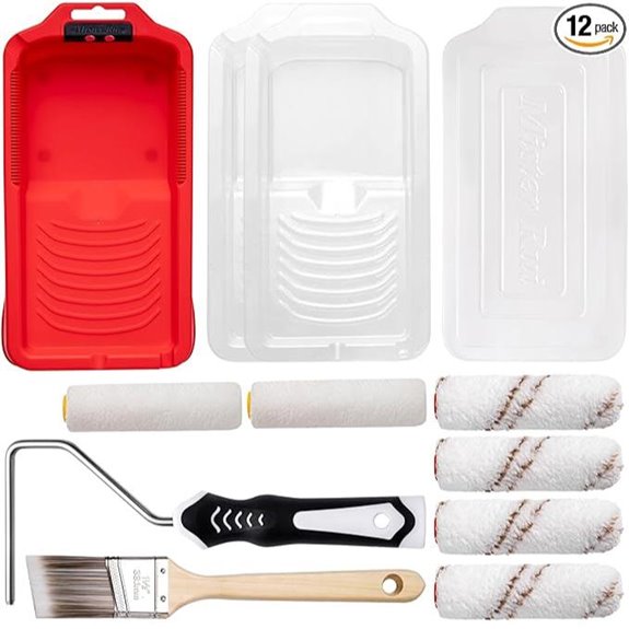 Mister Rui 4 Inch 12-Piece Mini Paint Roller Kit