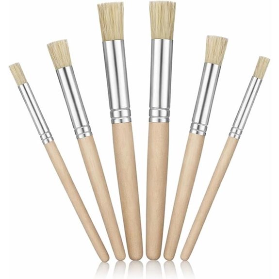 6 PCS Natural Bristle Stencil Brush Set