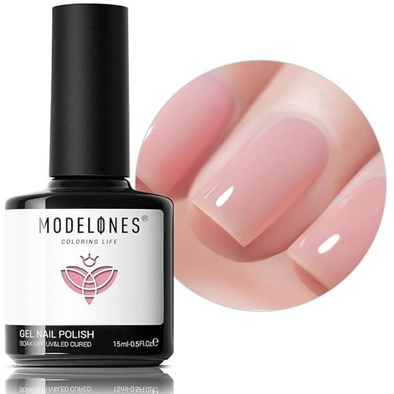 Modelones Pink Gel Nail Polish Jelly Nude French Tip Base (15ML)