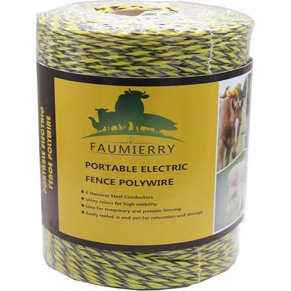 Portable Electric Fence Poly Wire 1312ft 6 Conductors