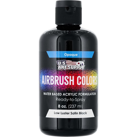 U.S. Art Supply Satin Black Acrylic Airbrush Paint (8 oz)
