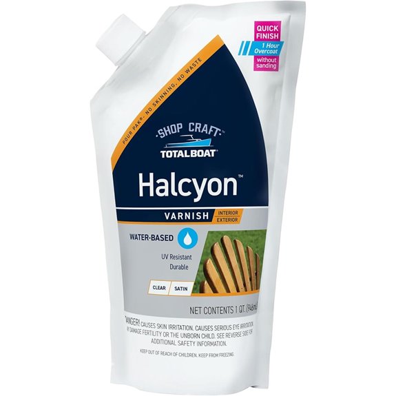 TotalBoat Halcyon Water-Based Marine Varnish Clear Satin