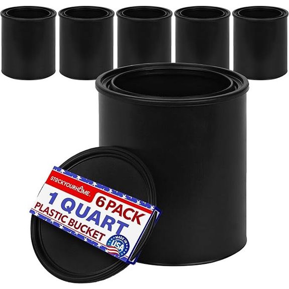 1-Quart Plastic Paint Bucket with Triple Lock Airtight Seal (6 Pack)