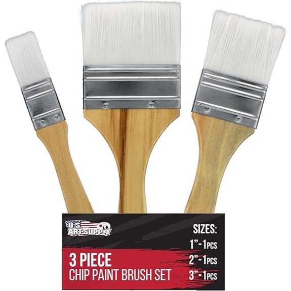 U.S. Art Supply Synthetic Bristle Paint Brushes (3-Pack)