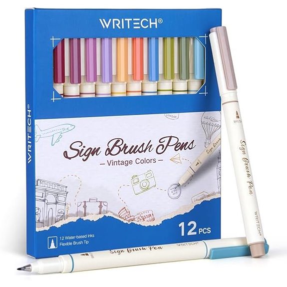 WRITECH Arts Sign Brush Pen 12 Vintage Colors