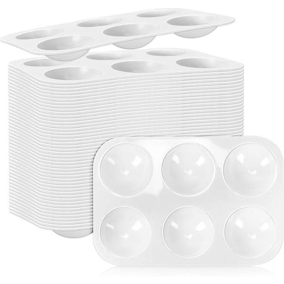 50 PCS White 6-Well Plastic Watercolor Palettes for Kids