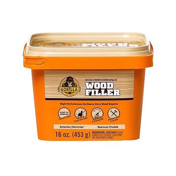 Gorilla All Purpose Wood Filler 16oz Tub Water Resistant