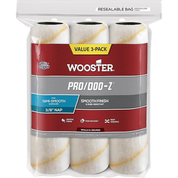 Wooster Brush RR723-9 Pro/Doo-Z Roller Cover 3/8-Inch Nap 9-Inch