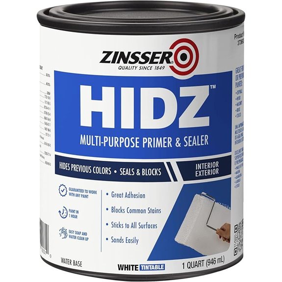 Zinsser 373693 HIDZ Multi-Purpose Primer and Sealer Quart Flat White