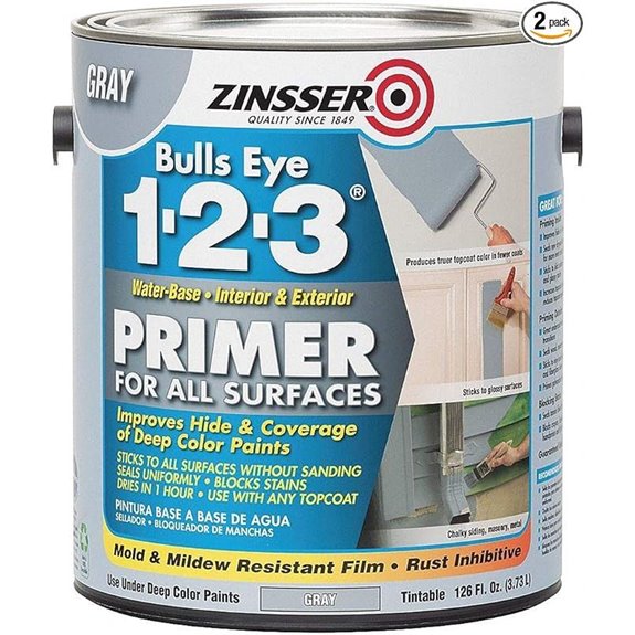 Zinsser 285085 - Primer Water 1gal Gray Interior/Exterior Pack of 2
